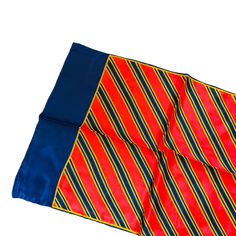 GLENTEX Vintage Silk Blend Red Blue Stripe Scarf - Picture 4 of 4